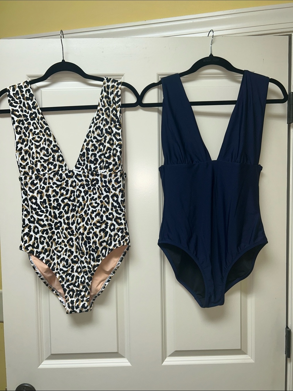 J. Crew  One Piece Navy & Leopard Print One-Piece Swimsuits